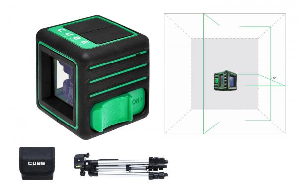 Křížový laser ADA Cube 3D Green Professional - zelený paprsek