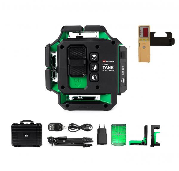 Křížový laser ADA LaserTANK 4-360 Ultimate Green s přijímačem