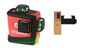 Křížový laser FKD MW-93T 3x360 v kufru + přijímač - zelený paprsek